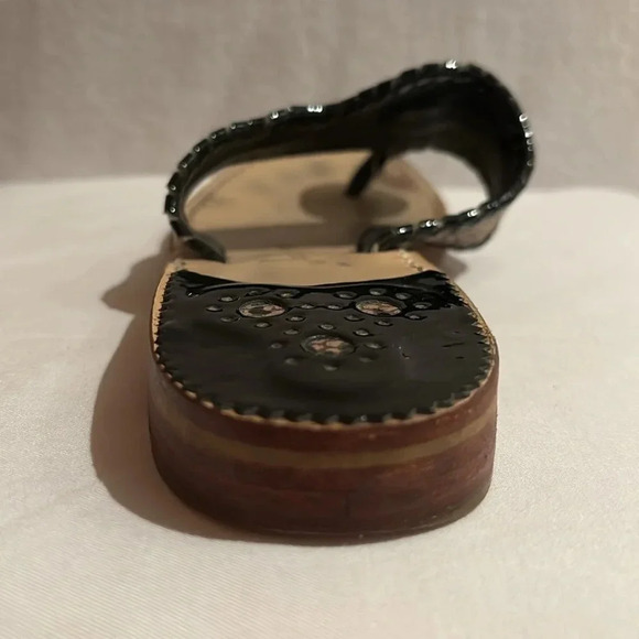 Jack Rogers Women's Snake Skin Tan Black Patent Sandals Flip Flops Size 8M - Picture 6 of 16